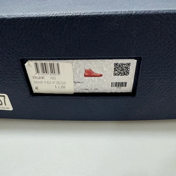 Dior B23 High Top Sneakers Red Logo Oblique Men’s EU 42/US 9